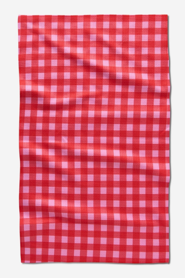 Geometry Kitchen Tea Towel - Cherry Gingham