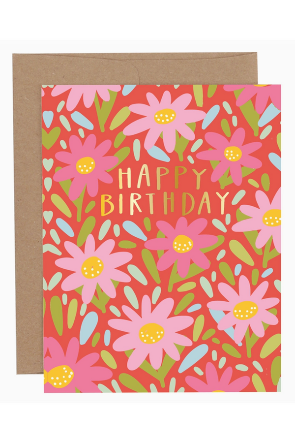 PP Single Birthday Greeting Card - Florals