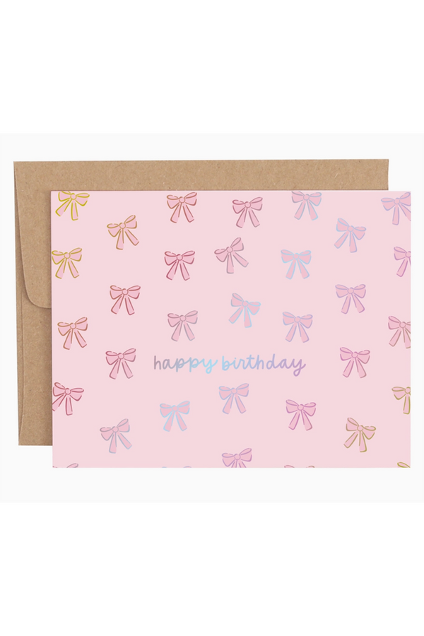 PP Single Birthday Greeting Card - Pink Coquette Bows