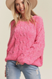 Cable Knit Sweater - Pink