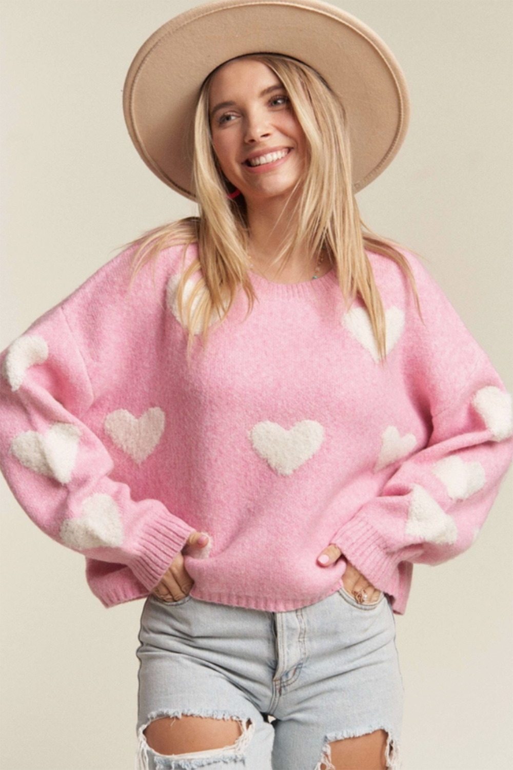 Lovely Heart Sweater - Candy