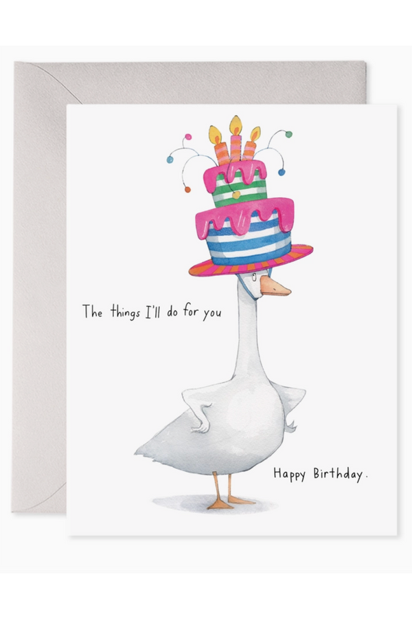 EFRAN Birthday Greeting Card - Goose Cake Hat