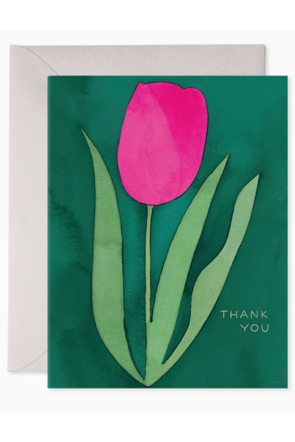 EFRAN Thank You Greeting Card - Pink Tulip