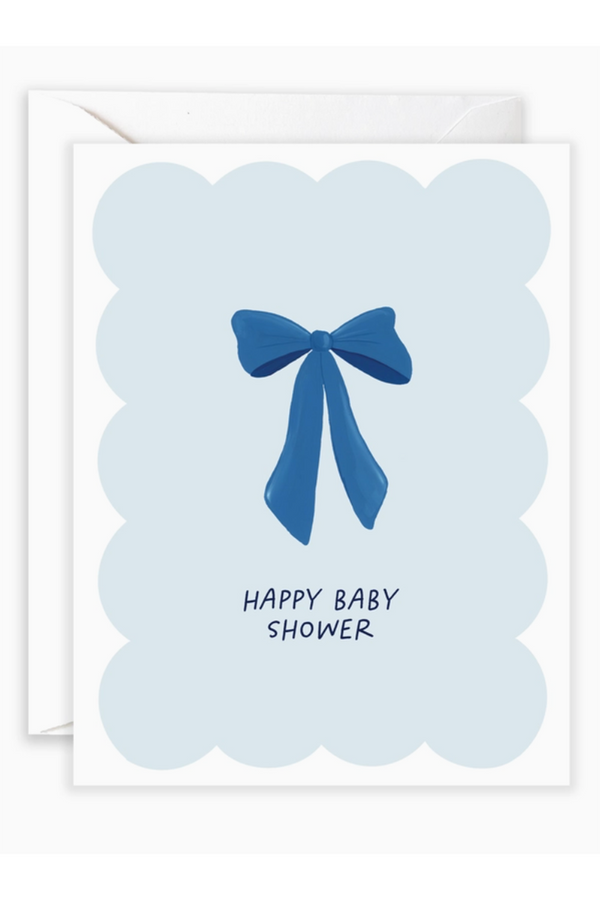 Isabella Single Baby Card - Baby Shower Blue Bow