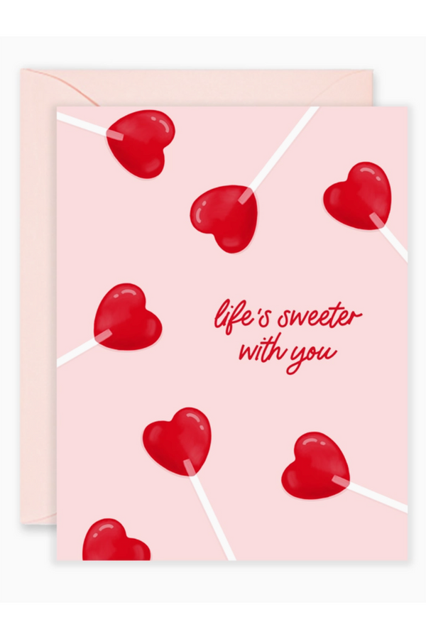 Isabella Valentine's Day Card - Sweeter with You Lollipops