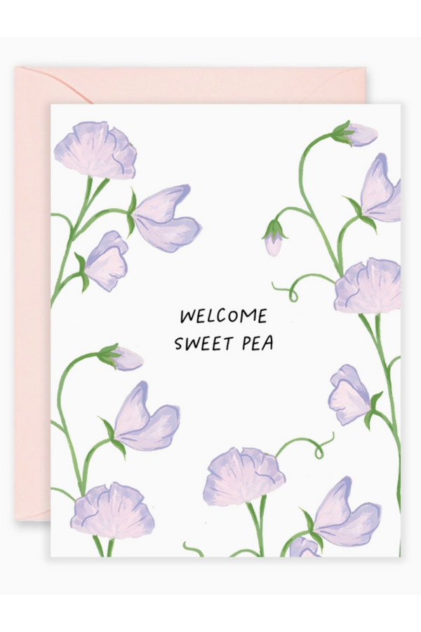 Isabella Single Baby Card - Welcome Sweet Pea