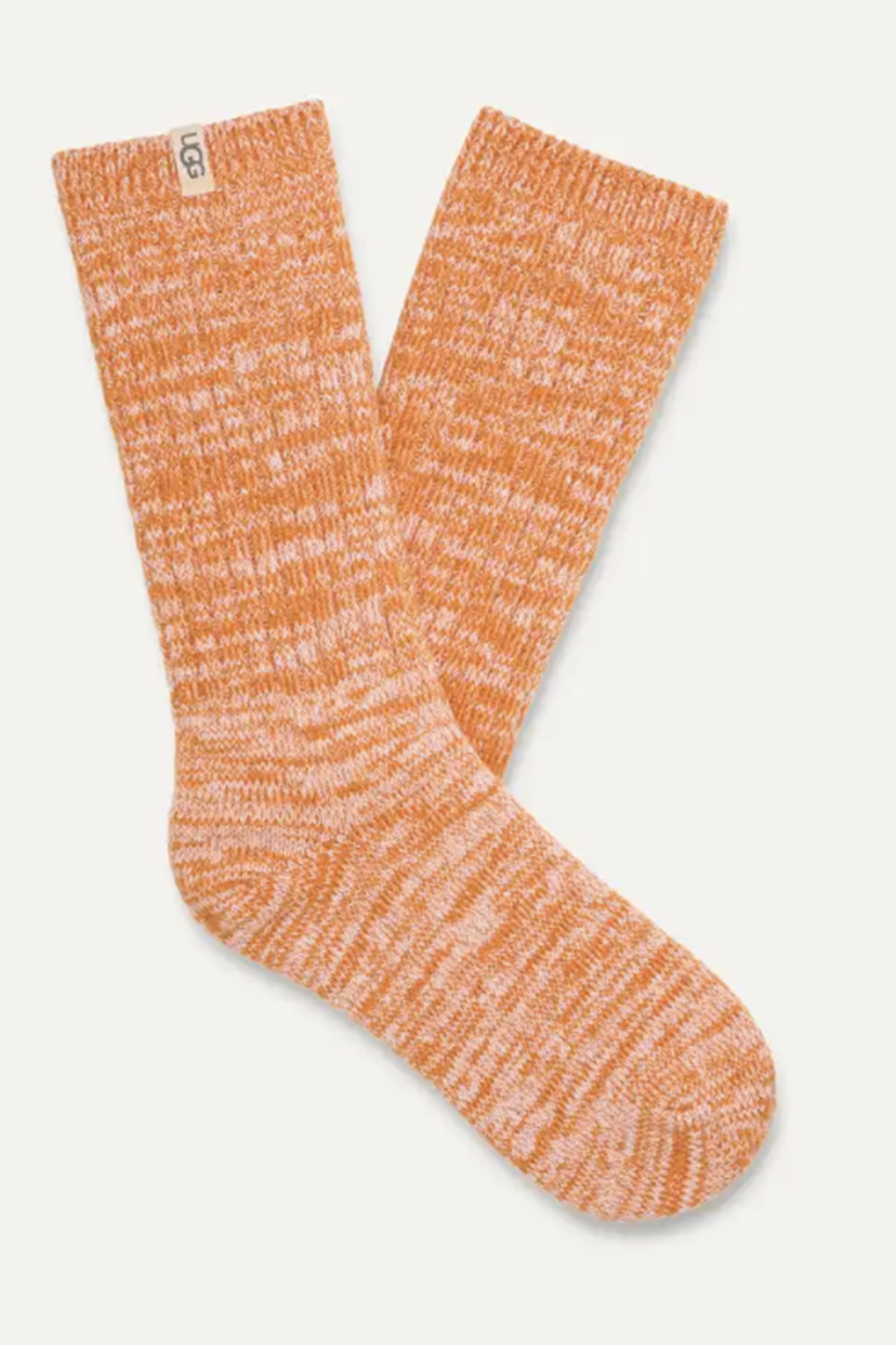 Rib Knit Slouchy Crew Sock - Dark Apricot