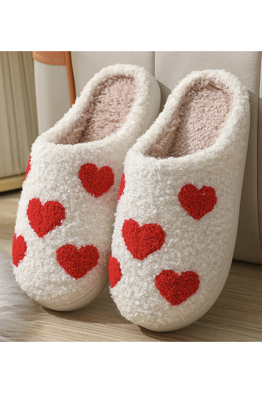 Fleece Slipper - Valentine's Day Hearts