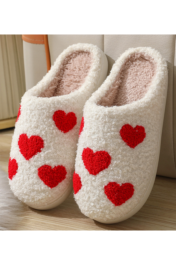 Fleece Slipper - Valentine's Day Hearts