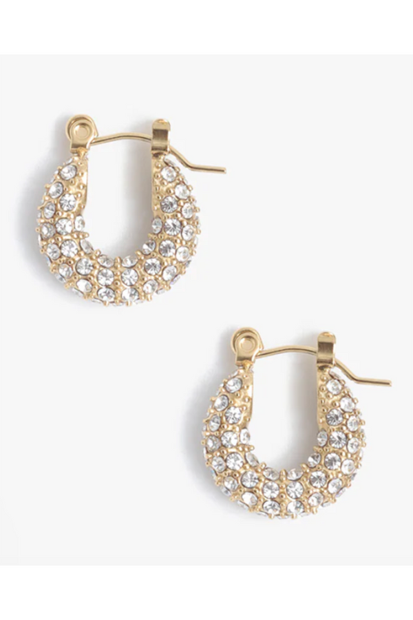 Audrey Huggie Earrings - Pave Gold