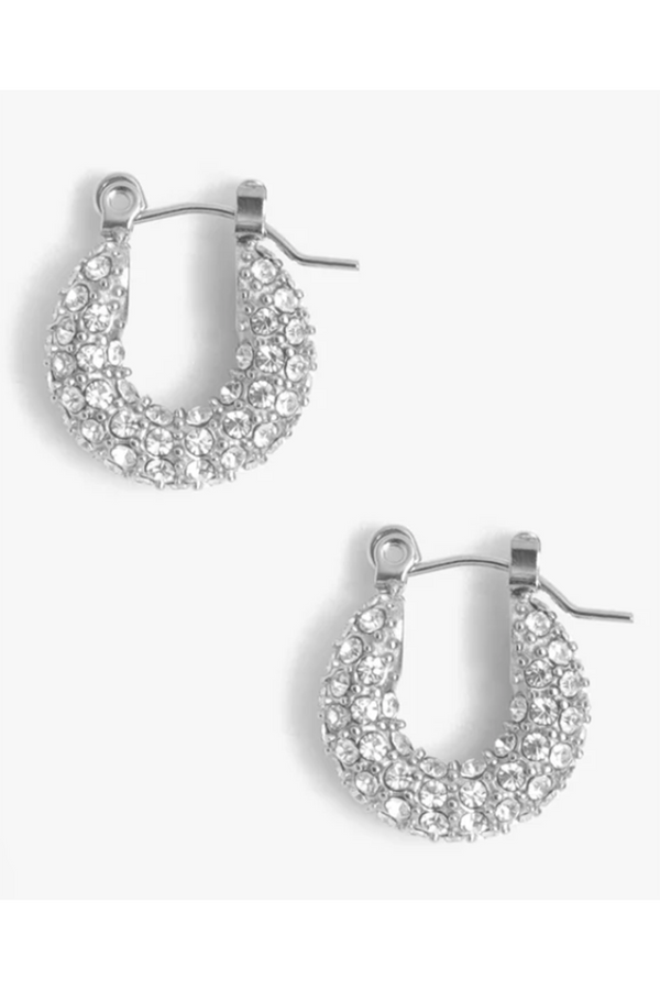 Audrey Huggie Earrings - Pave Silver