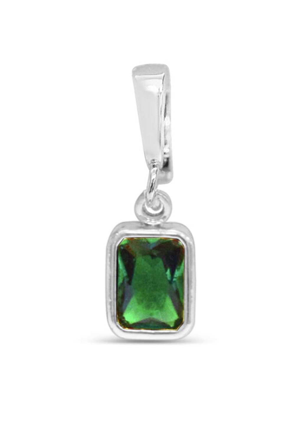 Charm - Emerald Baguette Silver