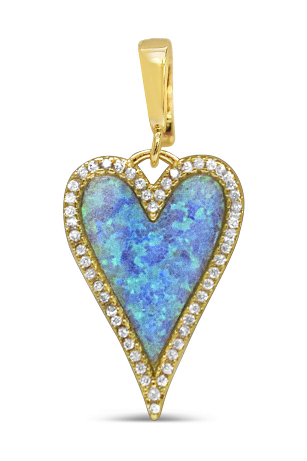 Charm - Blue Opal Heart Gold