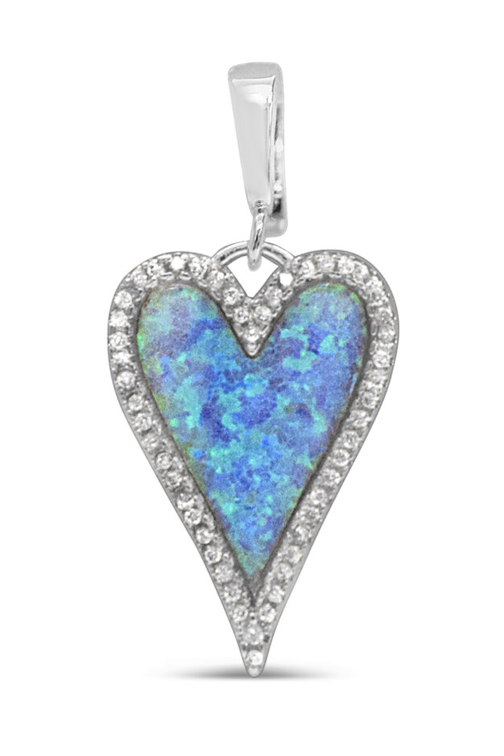 Charm - Blue Opal Heart Silver