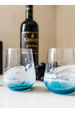Lynnie Set of 2 Stemless Wine Glasses - Ocean Vibes