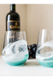 Lynnie Set of 2 Stemless Wine Glasses - Caribbean Blue