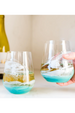 Lynnie Set of 2 Stemless Wine Glasses - Caribbean Blue
