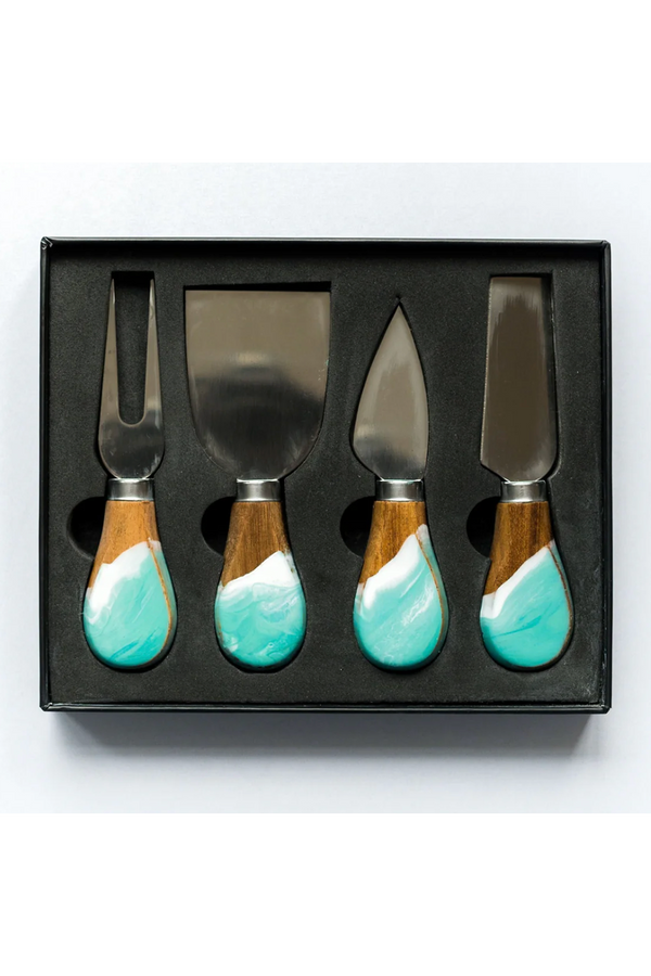 Lynnie Boxed Cheese Knife / Spreader Set - Caribbean Blue