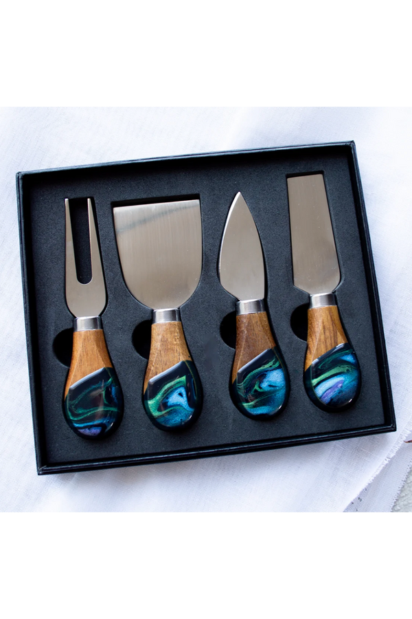 Lynnie Boxed Cheese Knife / Spreader Set - Northern Lights