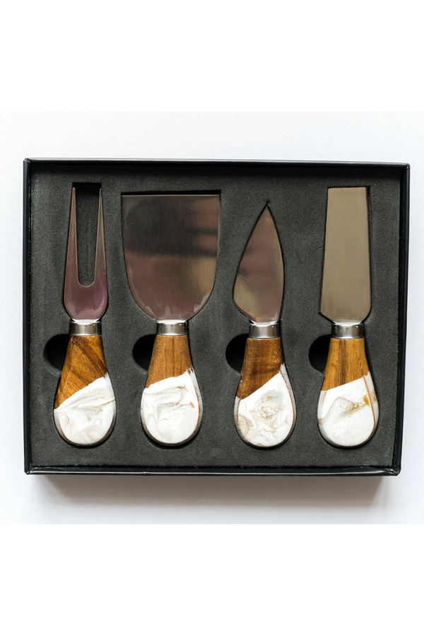 Lynnie Boxed Cheese Knife / Spreader Set - Gold Quartz