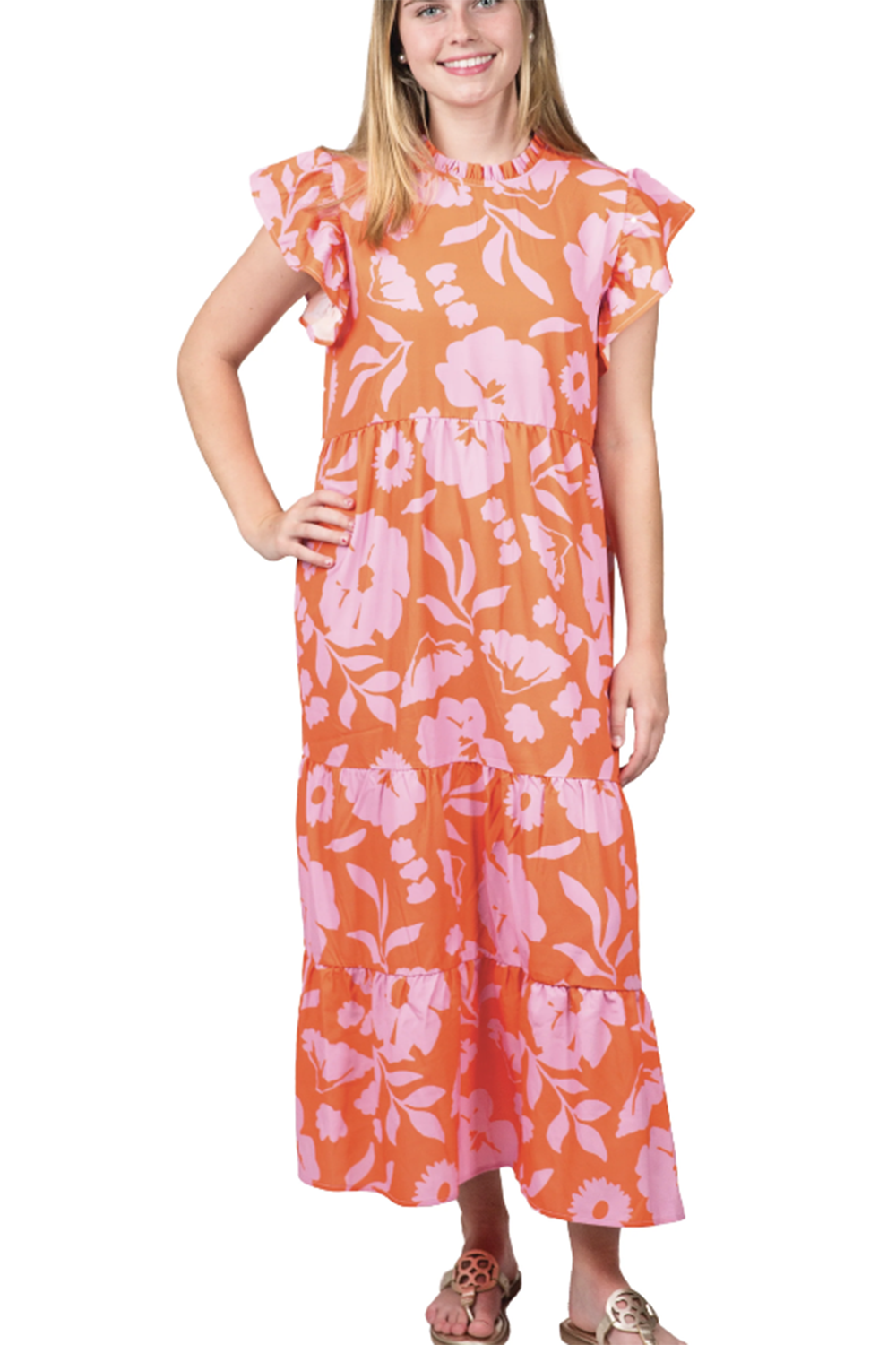 SIDEWALK SALE ITEM - Laura Dress - Pink & Orange