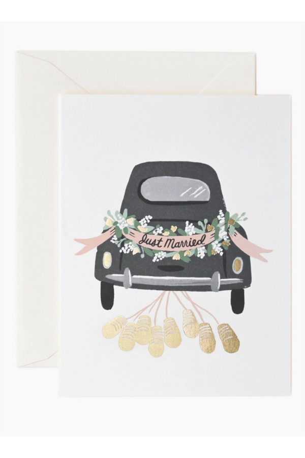 RP Wedding Greeting Card - Just Married Getaway Car
