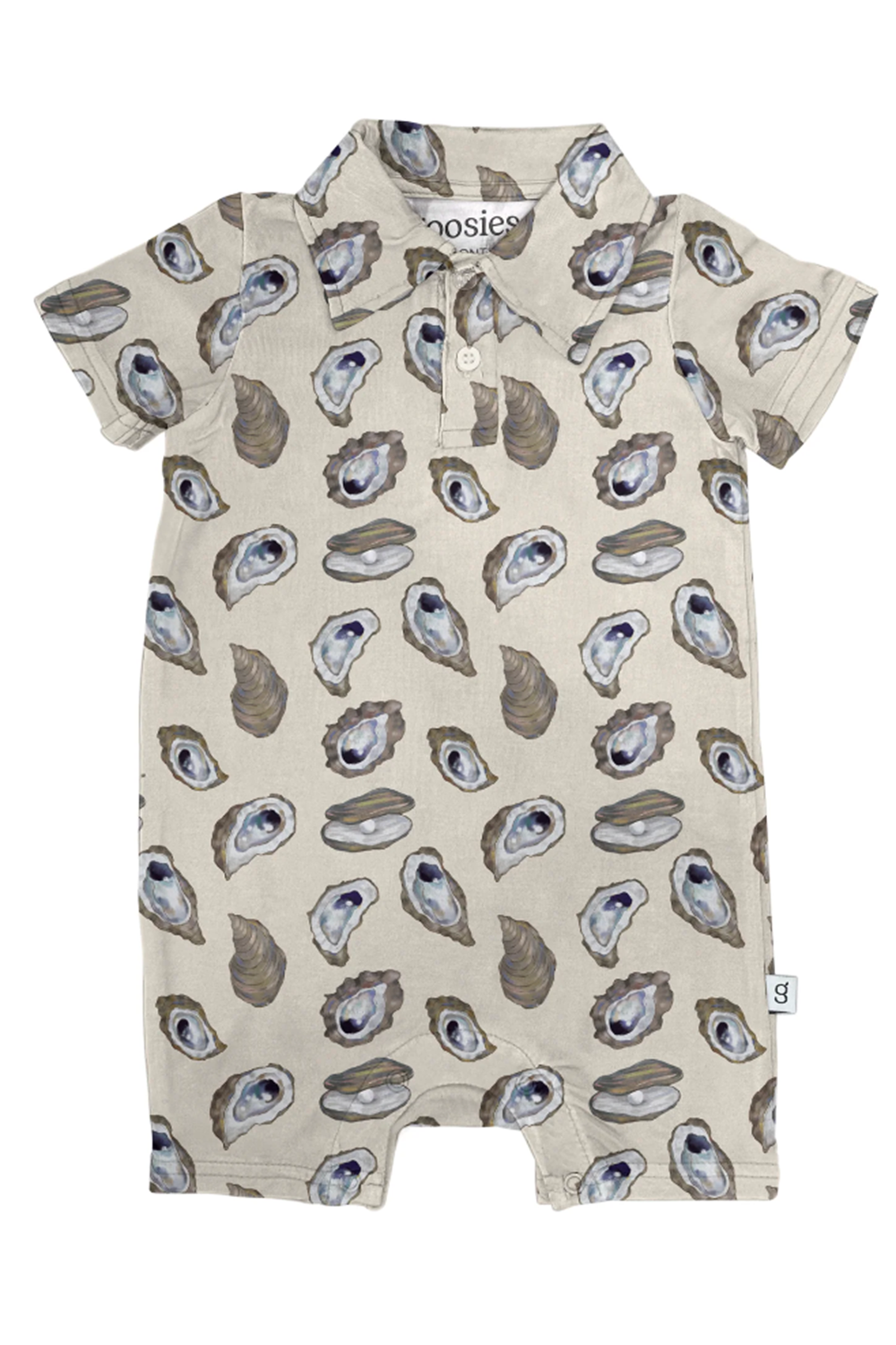 Goosie SS Polo Romper - Oysters