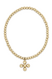 EN Classic Beaded Signature Cross Charm Bracelet - Gold