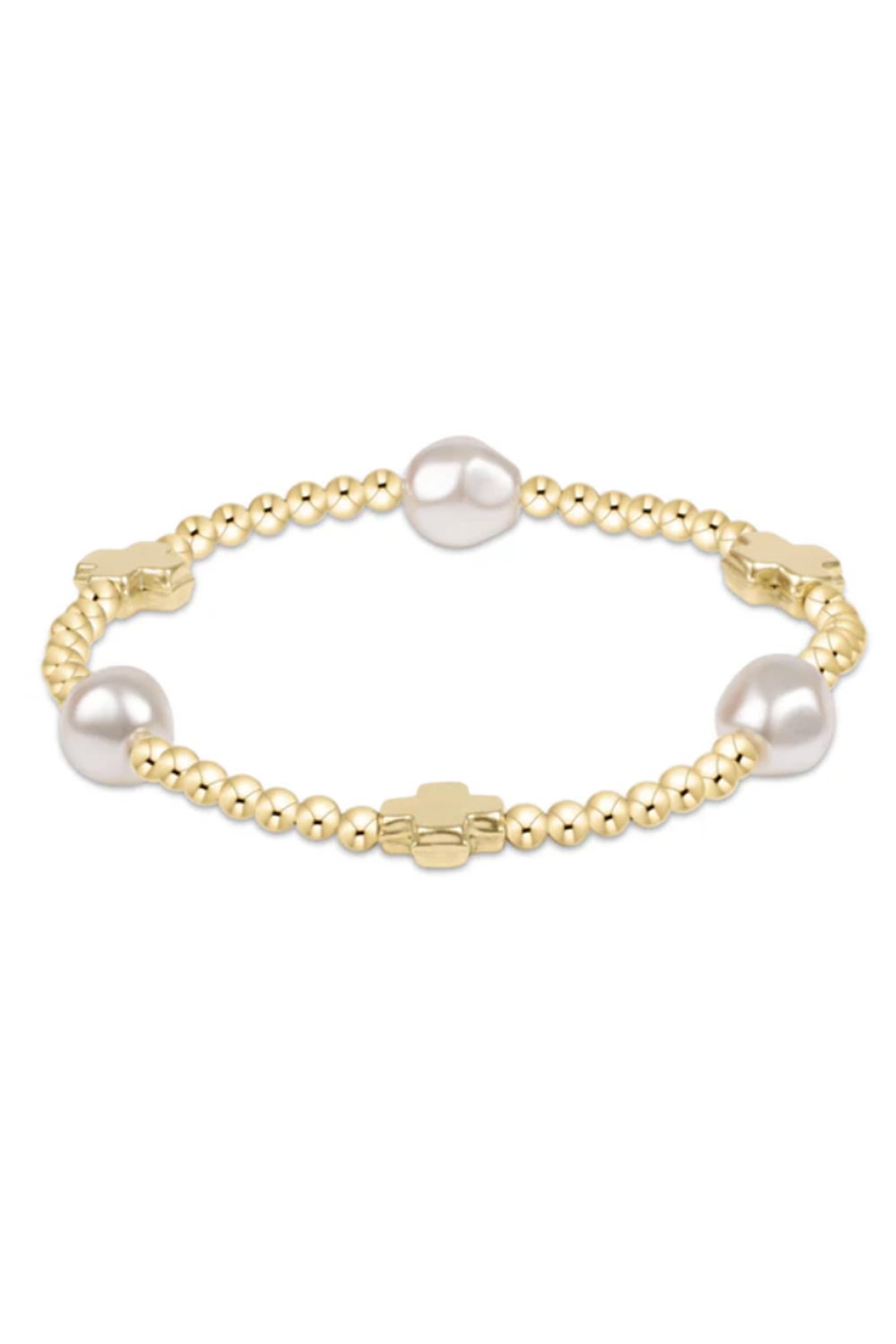 EN Admire Pattern Bracelet - Pearl + Gold Cross