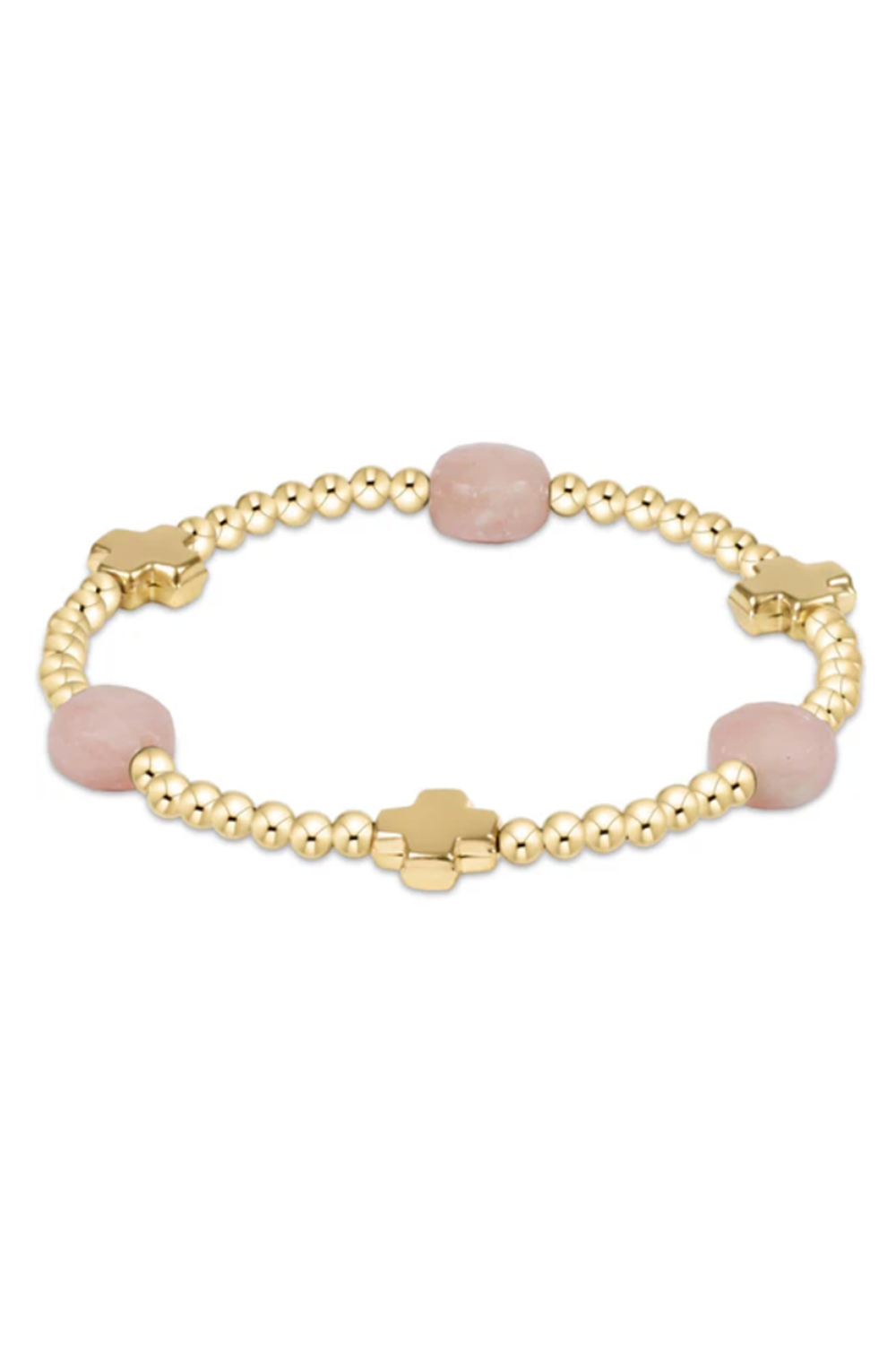 EN Admire Pattern Bracelet - Pink Opal + Gold Cross