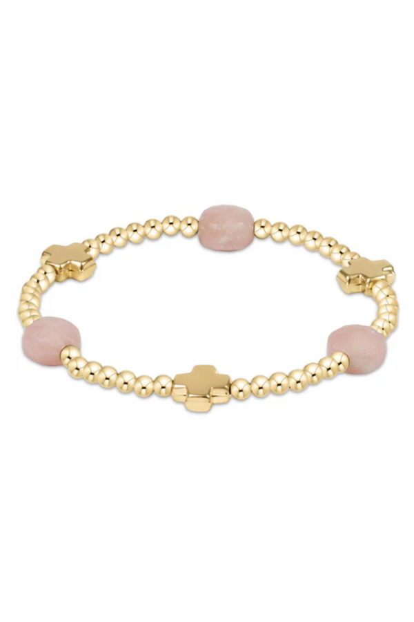 EN Admire Pattern Bracelet - Pink Opal + Gold Cross