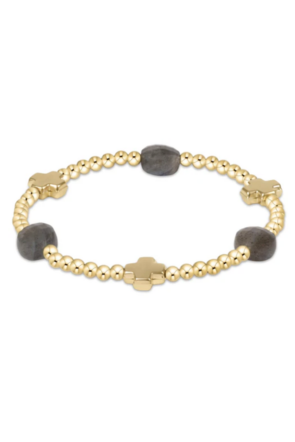 EN Admire Pattern Bracelet - Labradorite + Gold Cross