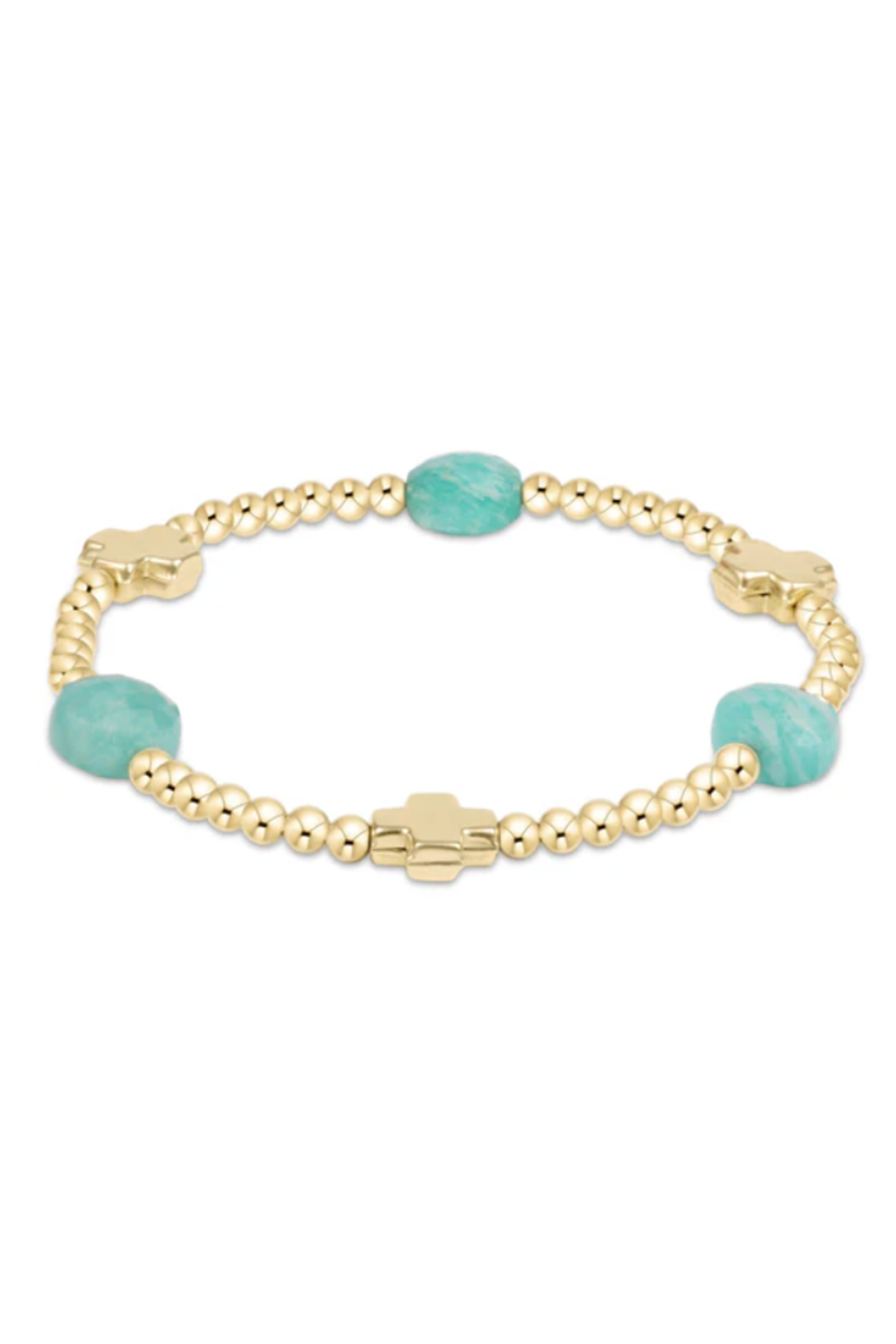 EN Admire Pattern Bracelet - Amazonite + Gold Cross