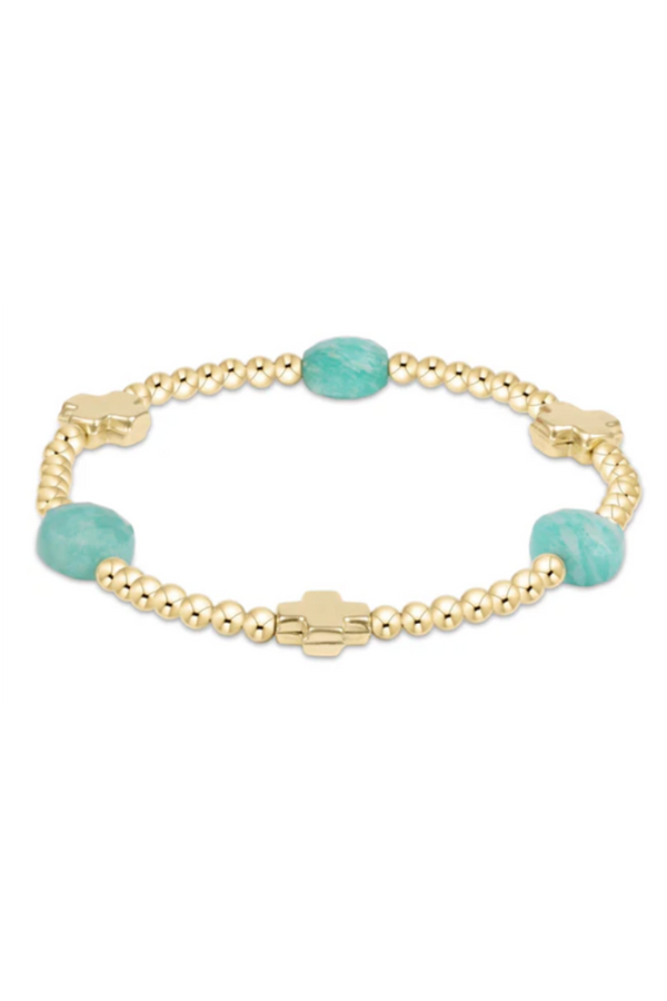 EN Admire Pattern Bracelet - Amazonite + Gold Cross
