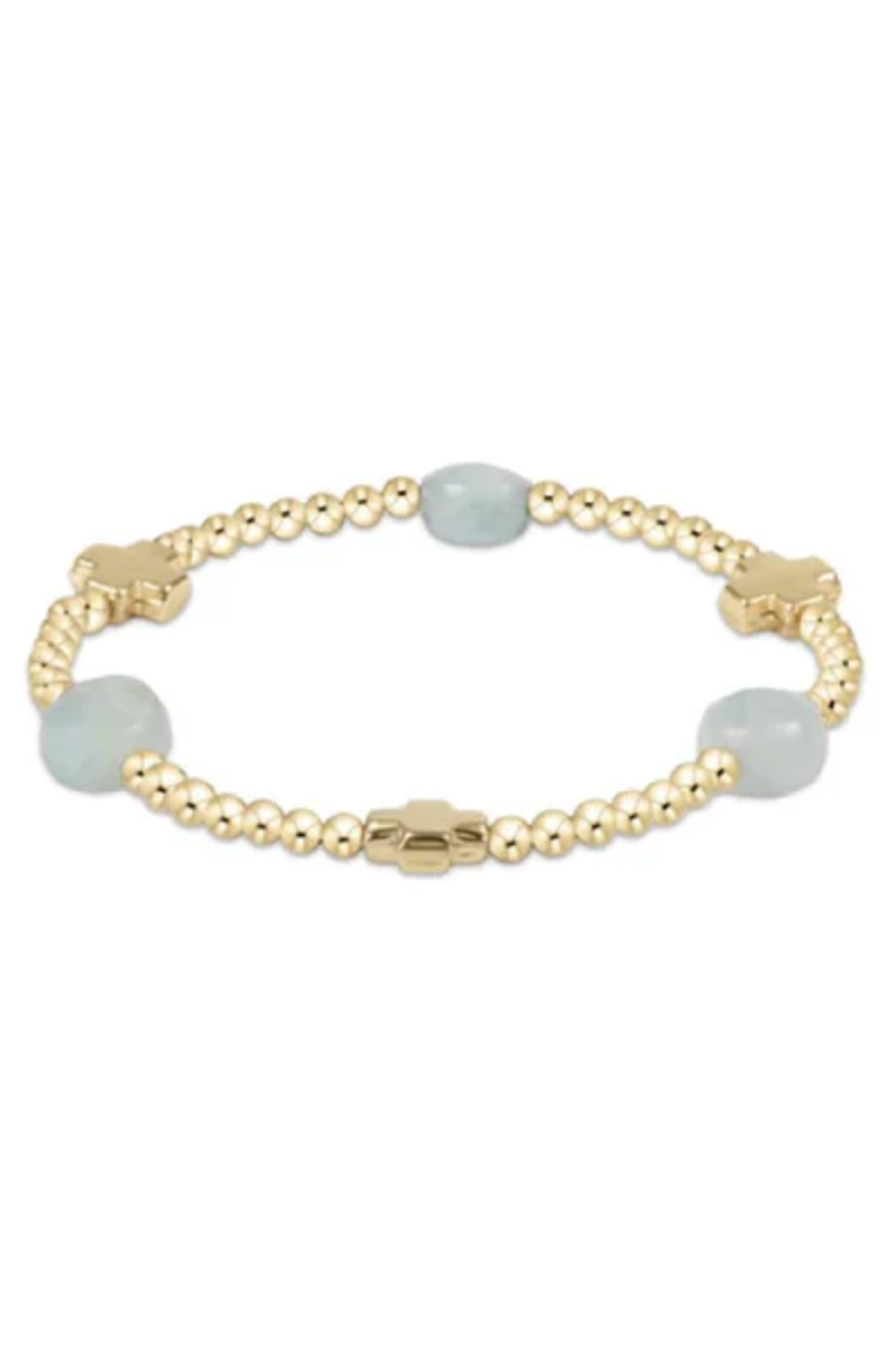 EN Admire Pattern Bracelet - Aquamarine + Gold Cross