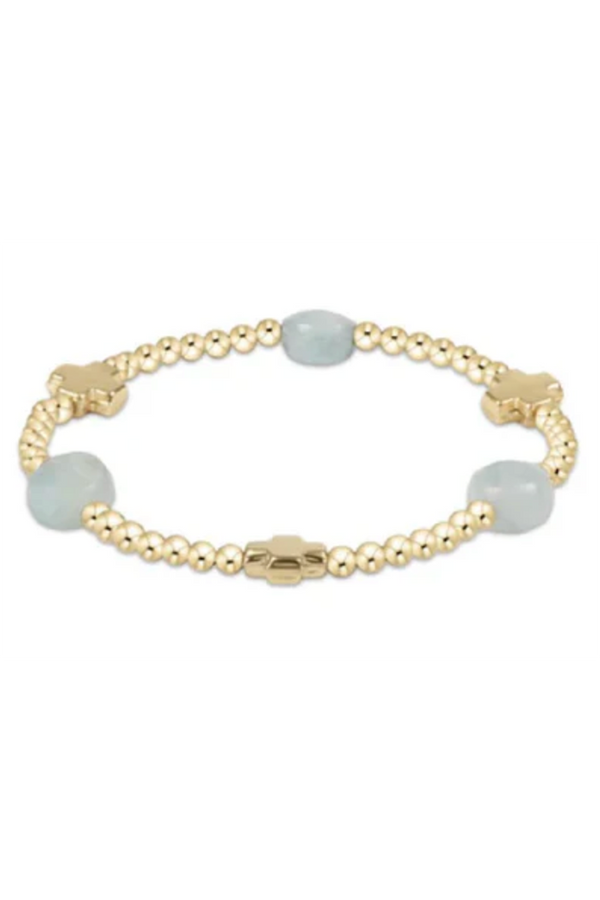 EN Admire Pattern Bracelet - Aquamarine + Gold Cross