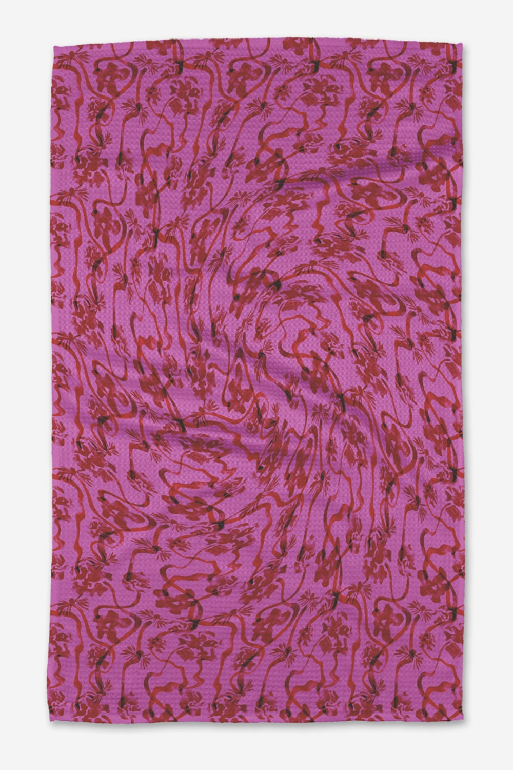 Geometry Kitchen Tea Towel - Floral Swirls Pink