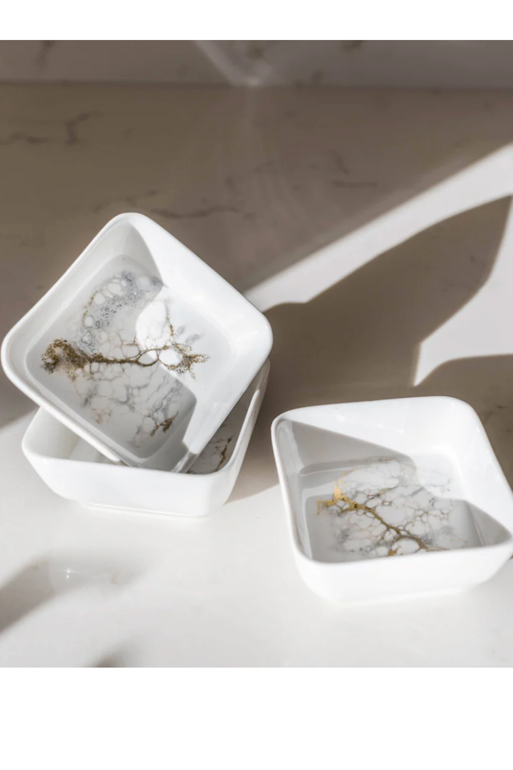 Lynnie Set of 3 Ceramic Dipping Bowls - Gold Quartz
