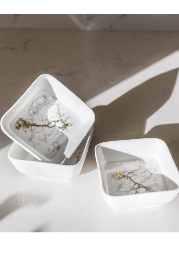 Lynnie Set of 3 Ceramic Dipping Bowls - Gold Quartz