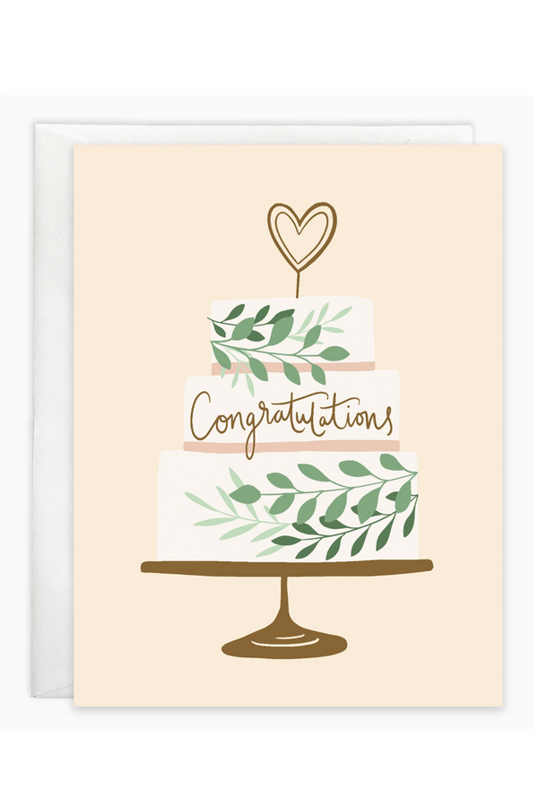 GBD Wedding Greeting Card - Heart a Top Cake