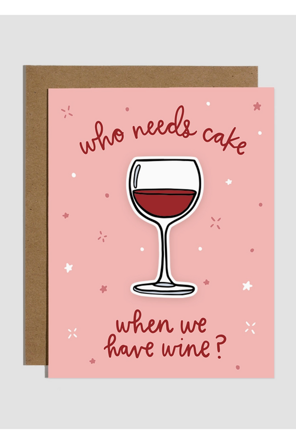 Trendy STICKER Birthday Card - Cake Wine