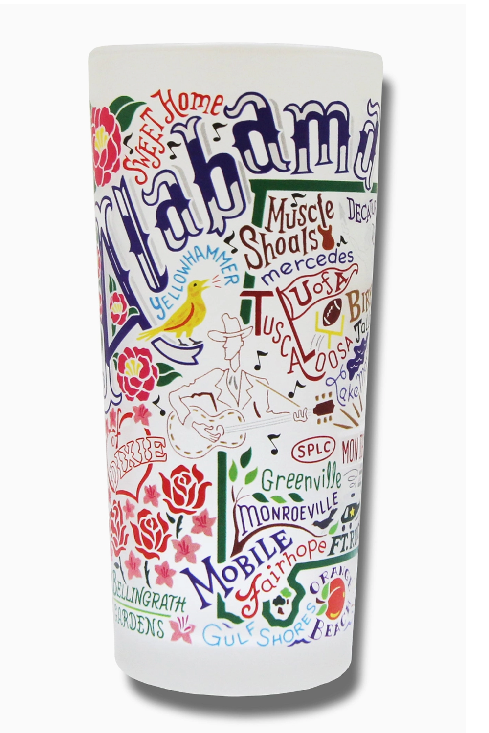 CS Frosted Glass Tumbler Cup - Alabama