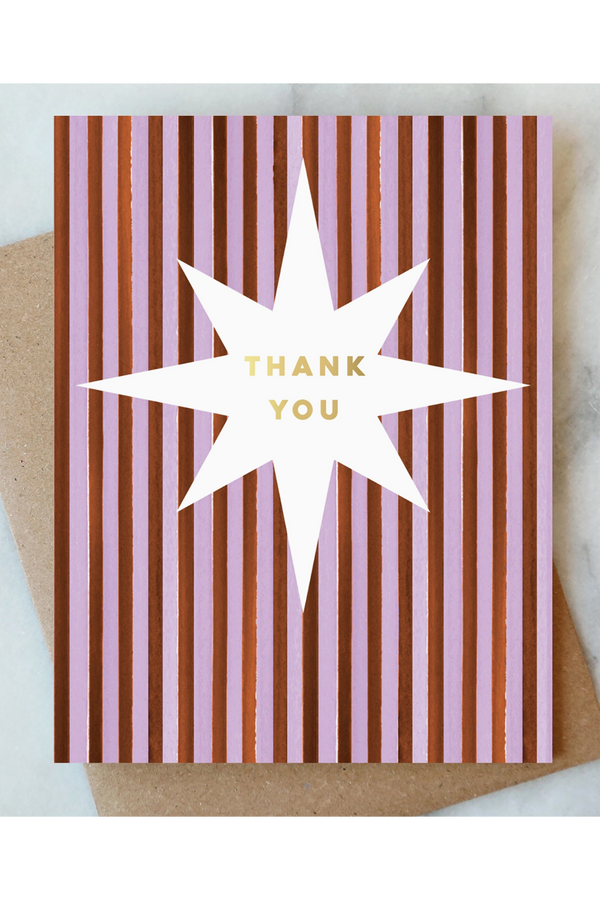 AJD Thank You Card - Lavender Stripe