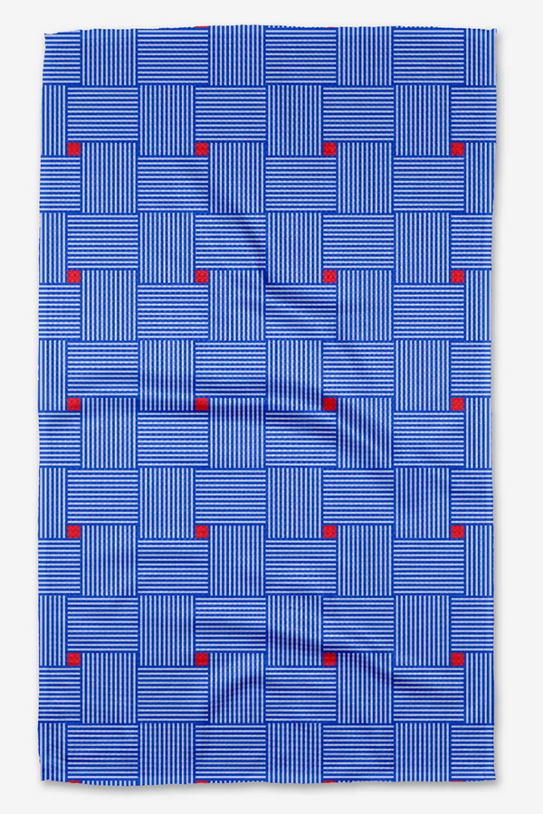Geometry Kitchen Tea Towel - Woven Blue