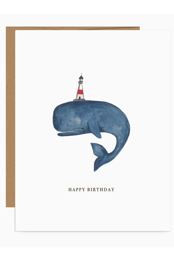 JFS Birthday Card - Whale + Lighthouse