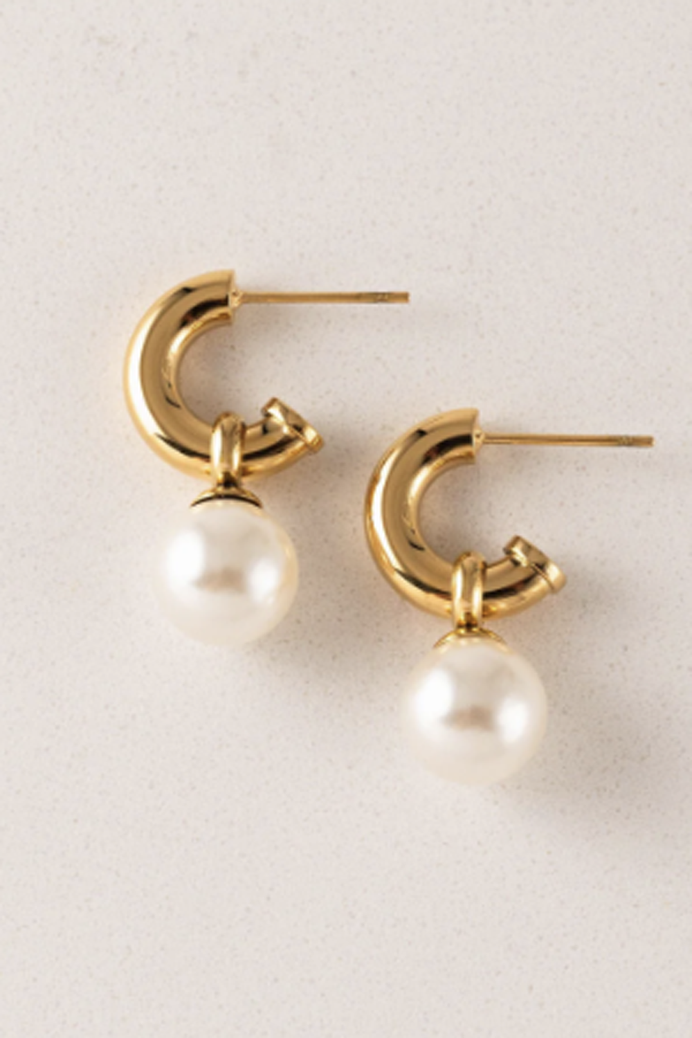 Waterproof Earring - Solstice Drop Hoop Pearl
