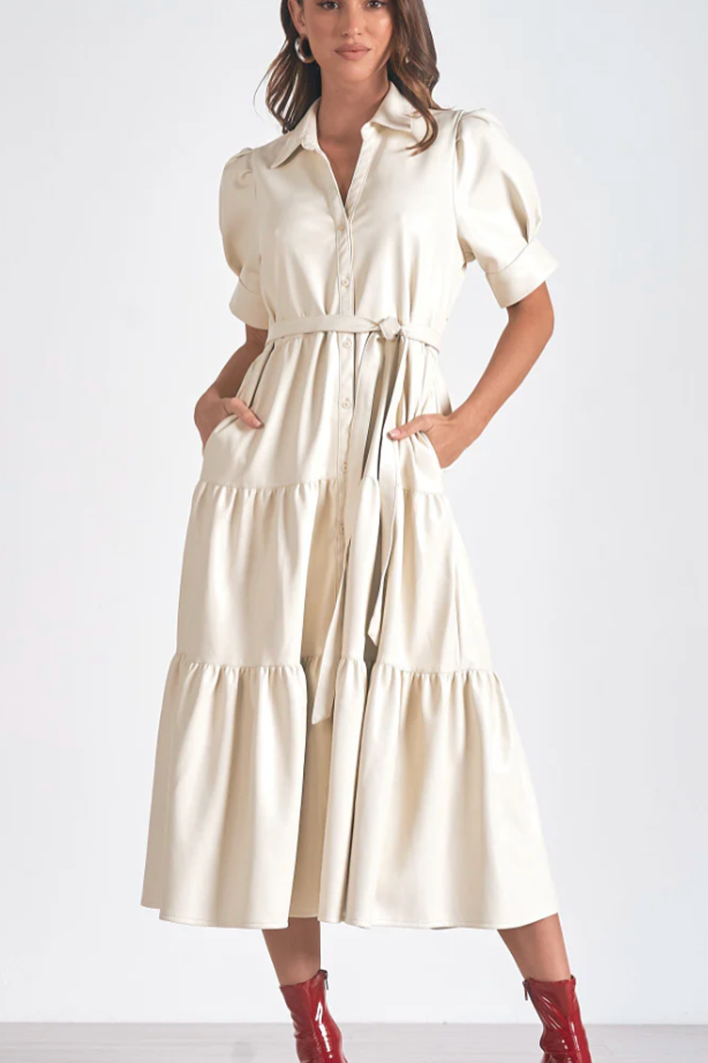 Maisie Faux Leather Dress - White