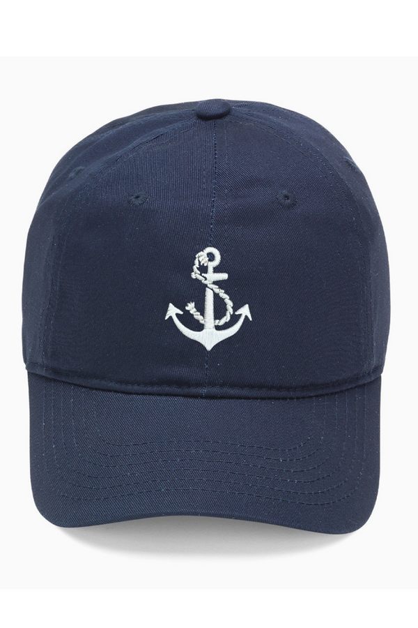 Baseball Cap - Embroidered Anchor Navy