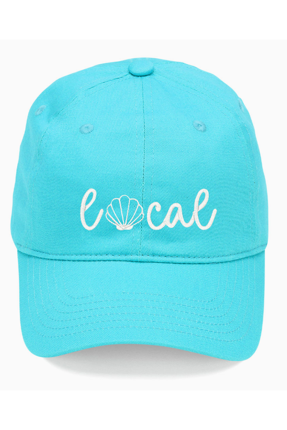 Baseball Cap - Embroidered "LOCAL" Shell Aqua