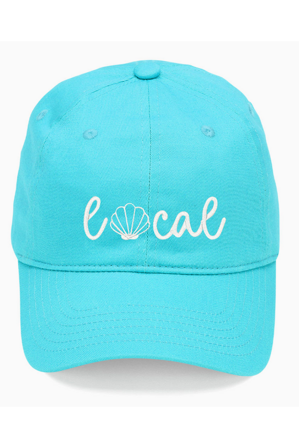 Baseball Cap - Embroidered "LOCAL" Shell Aqua